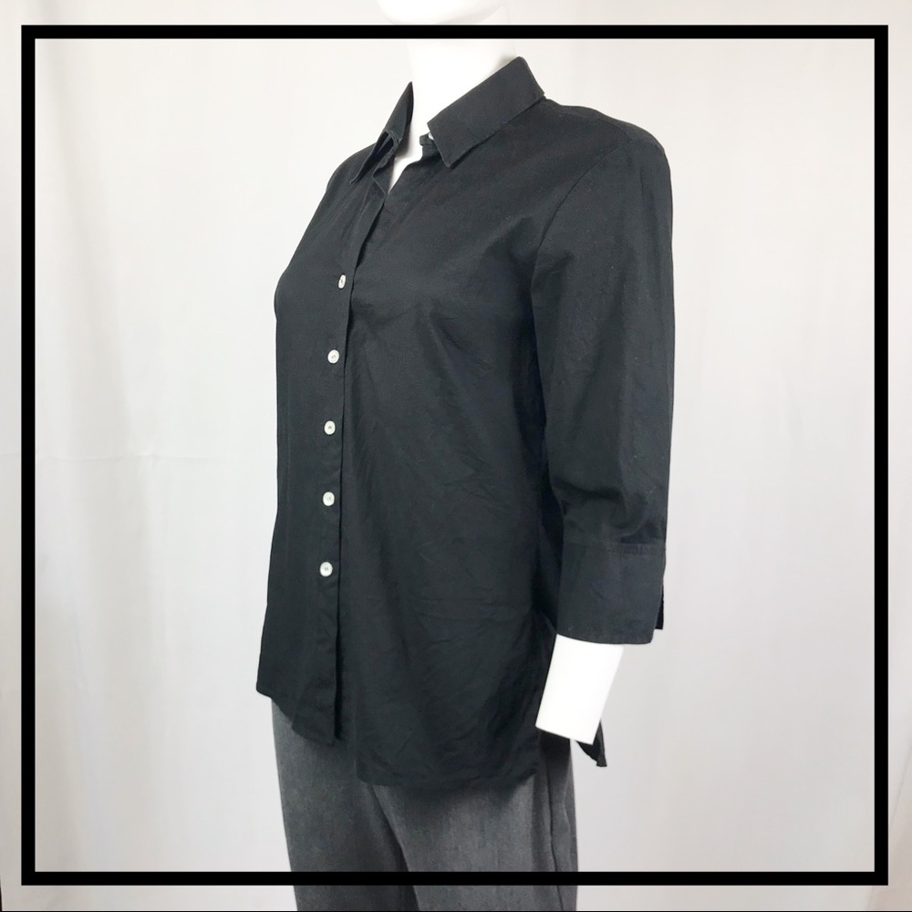 GEMILLI Black, Collared Blouse 3/4 Sleeve Size M